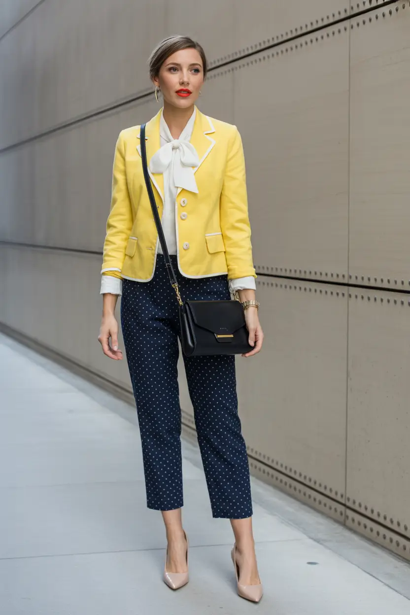 spring business casual outfits bright blazer