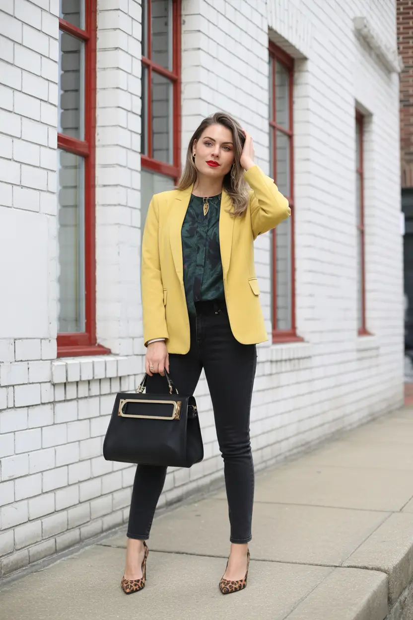 spring business casual outfits colorful blazer