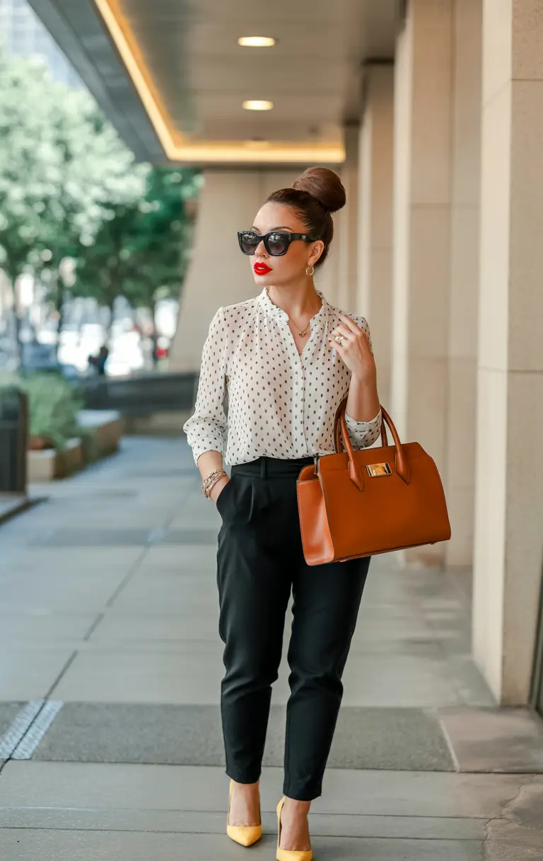 spring business casual outfits 2026 black pants