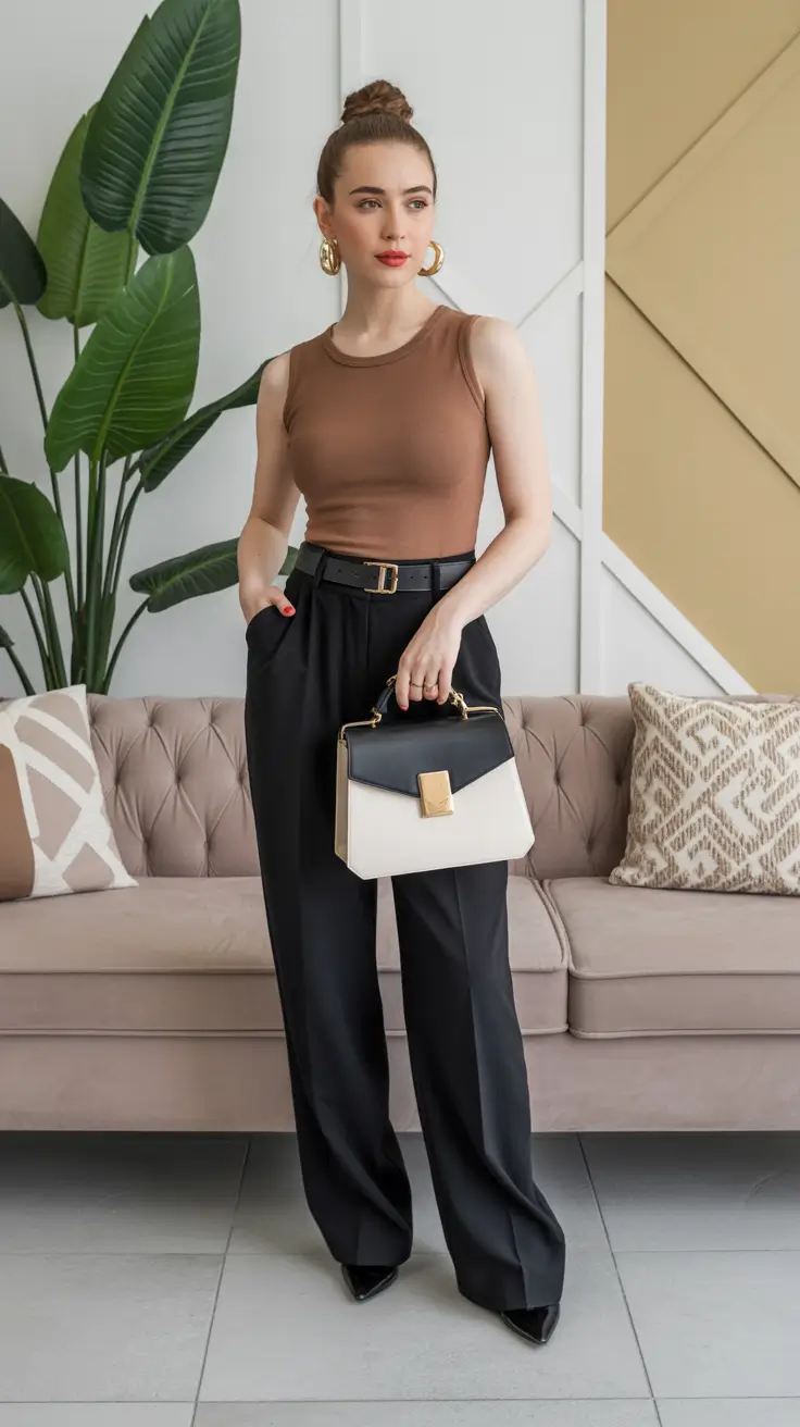 spring business casual outfits women black and brown