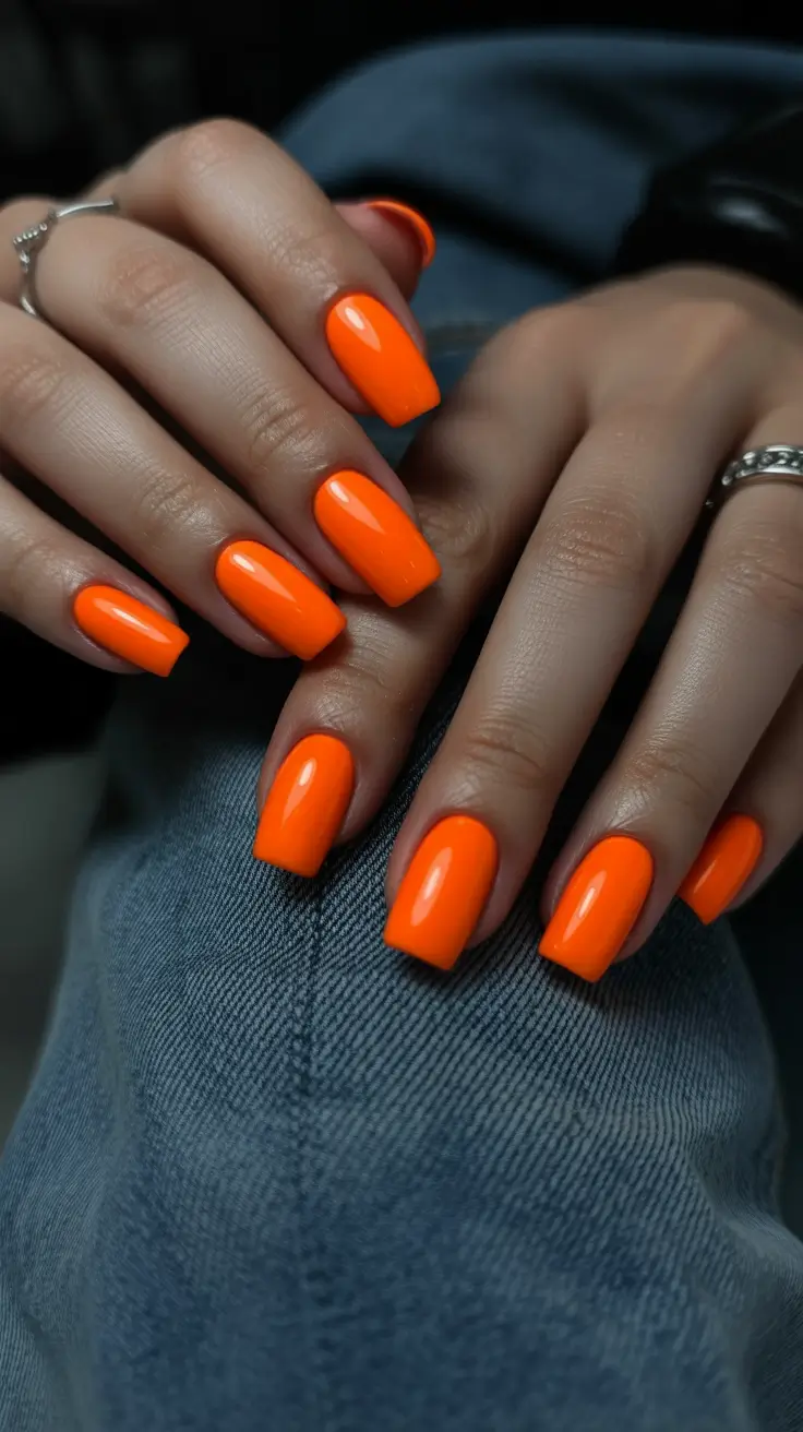 gel nail designs 2026 Vibrant orange gel nails that feel unapologetic