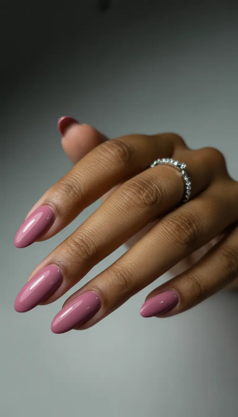 gel nail designs 2026 Soft pink almond nails that never feel outdated