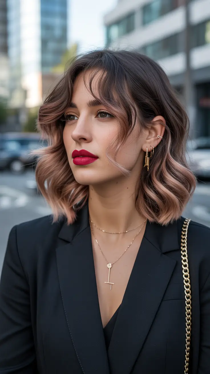 Hair Color Ideas February 2026 Muted Copper Brunette With City Polish