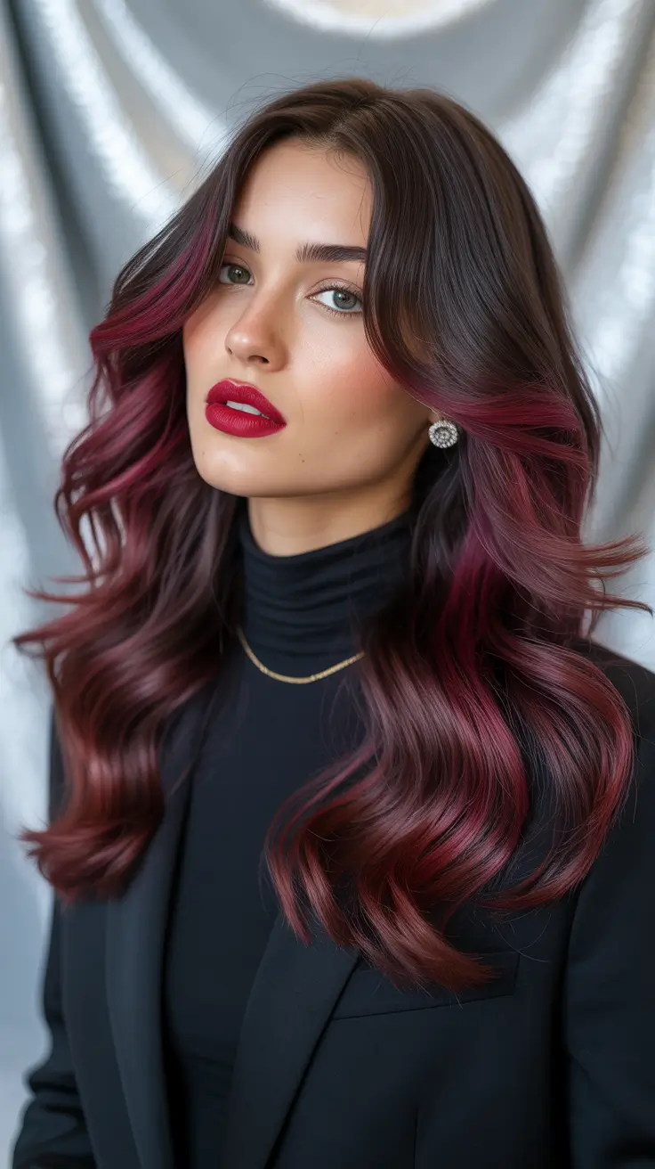Hair Color Ideas February 2026 Deep Burgundy With Dimensional Waves