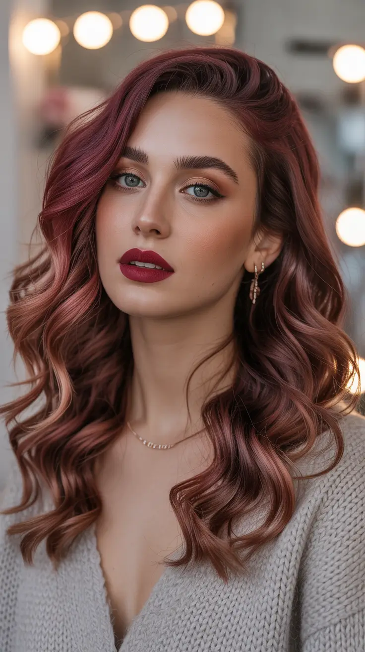 Hair Color Ideas February 2026 Warm Rose Brown With Romantic Texture