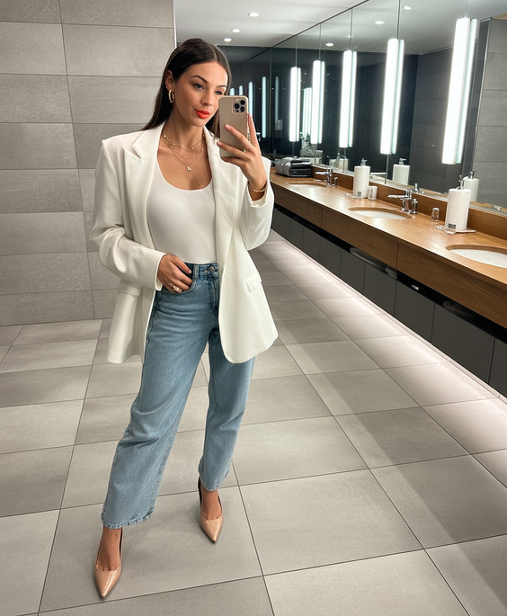 light spring blazer outfits 2026 White Minimal Look