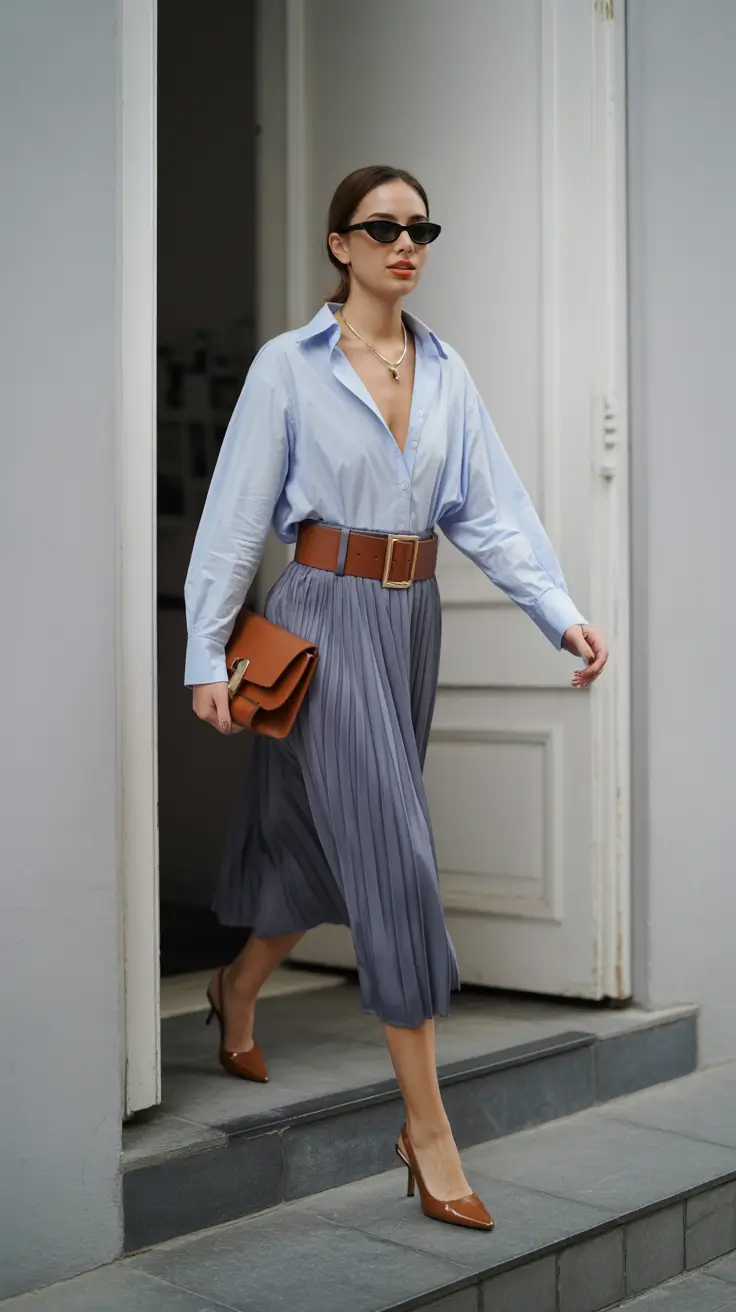 minimalist spring skirt outfits 2026 modern midi skirt