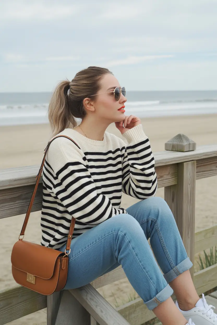 spring mom outfits 2026 effortless stripes and denim