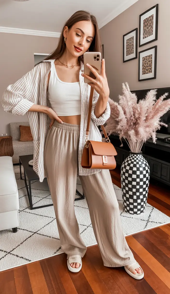 spring mom outfits 2026 comfy neutral relaxed look