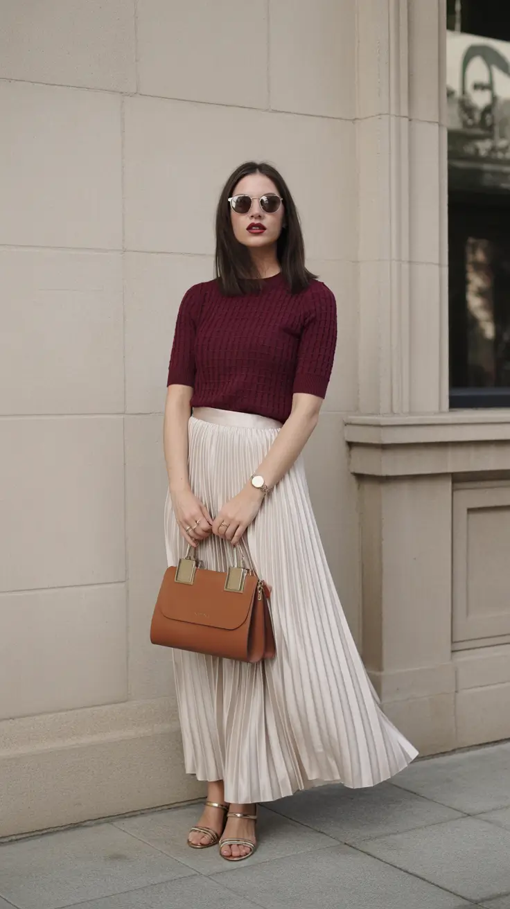 modest spring outfits for church 2026 pleated skirt