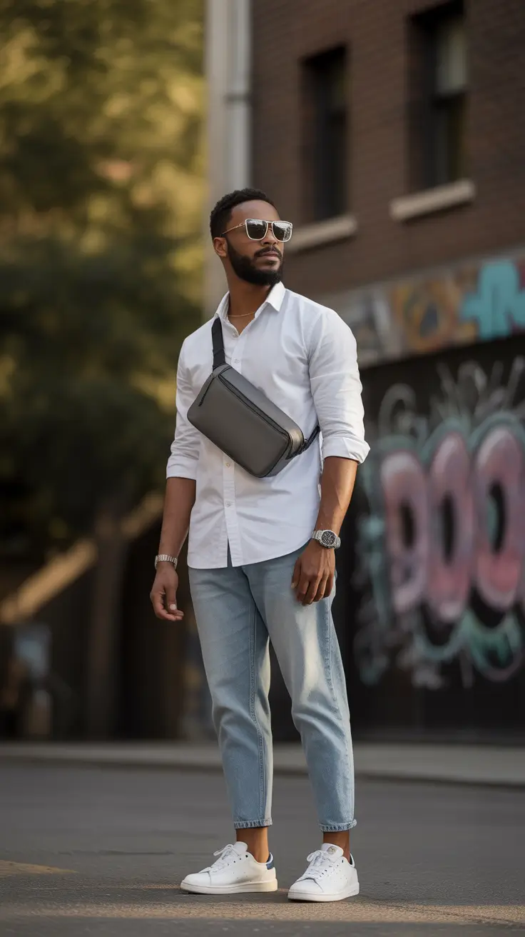 spring outfits men casual classy white shirt