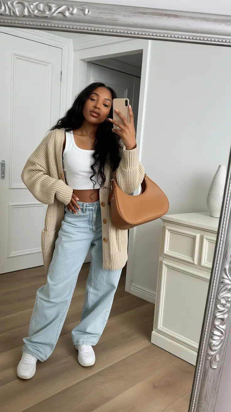 natural spring outfits black women 2026 soft knit casual layers
