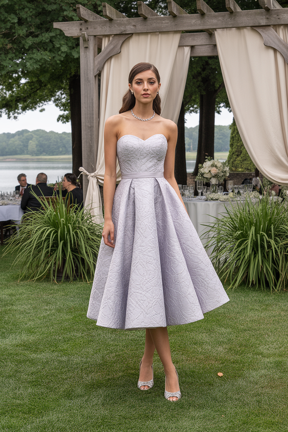 natural spring wedding outfit 2026 Soft Lilac Structure for a Garden Reception