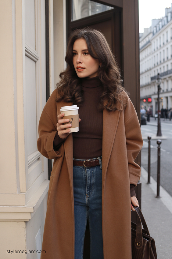 polished spring outfits for women over 30 2026 Soft Coat and Denim for Transitional Days