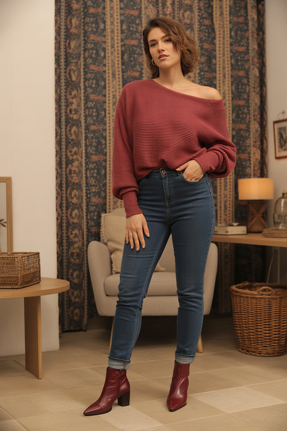 polished spring outfits for women over 30 2026 Soft Knit and Denim With Subtle Edge