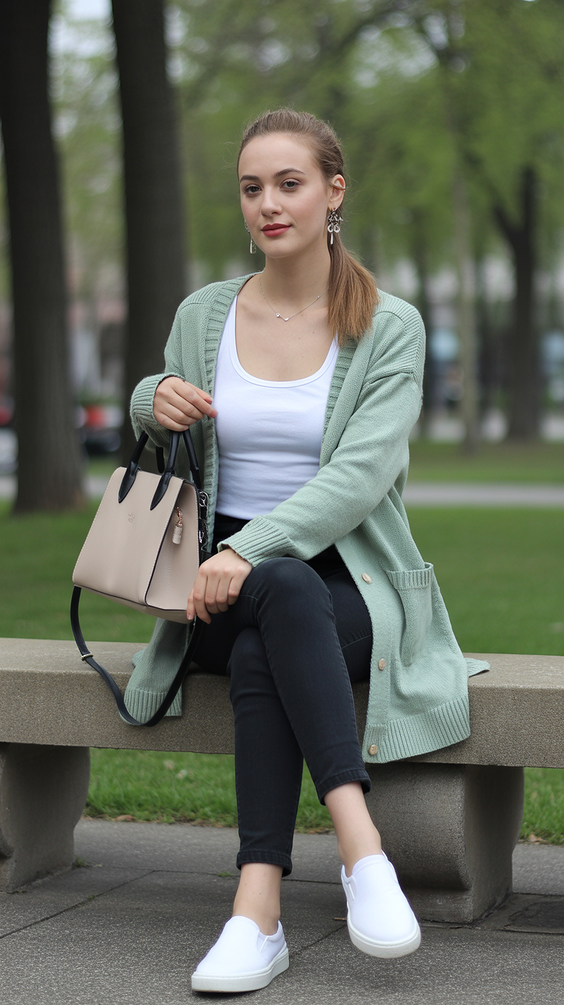 polished spring outfits for women over 30 2026 Cardigan Calm With Casual Structure