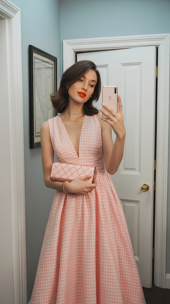 sophisticated spring formal outfits 2026 Playful Gingham with a Formal Twist