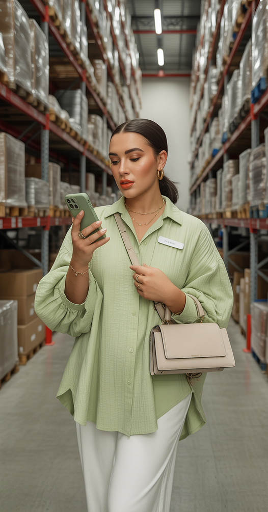 spring office outfits women Casual green shirt light trousers