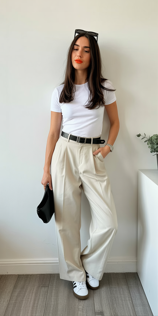 sophisticated spring workwear 2026 Relaxed White Tee Styling with Elevated Ease