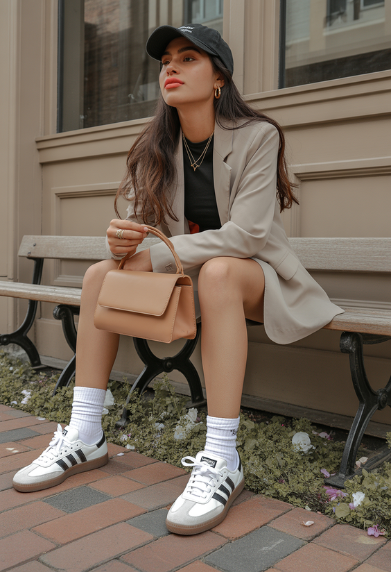 spring outfit ideas sneakers 2026 Relaxed Blazer Styling with Sneakers for City Days
