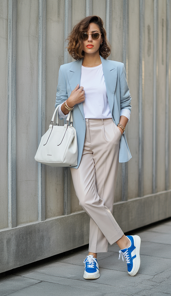 spring outfit ideas sneakers 2026 Polished Pastels and Sneakers for Confident Spring Days