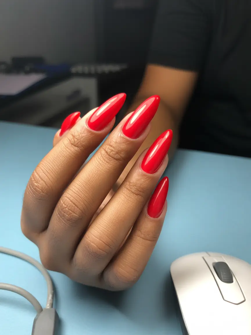 stiletto nail designs 2026 red glossy