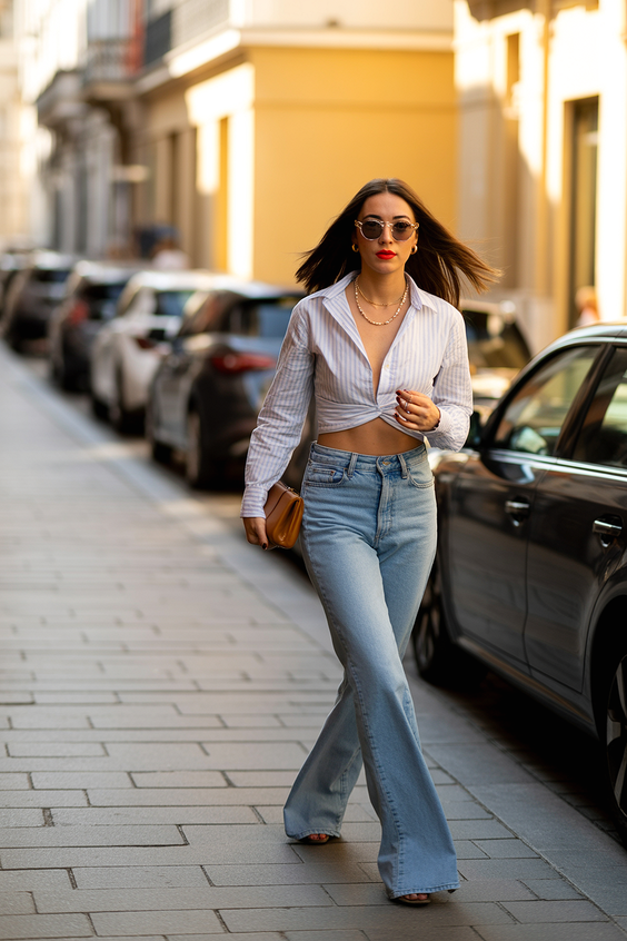 spring travel outfits 2026 Confident Cropped Layers for Warm European Streets