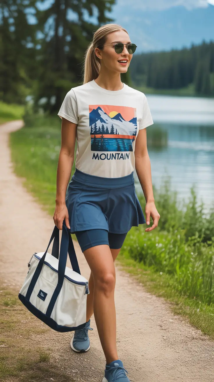 trendy camping spring outfits 2026 Sporty Skirt Layers for Light Spring Adventures