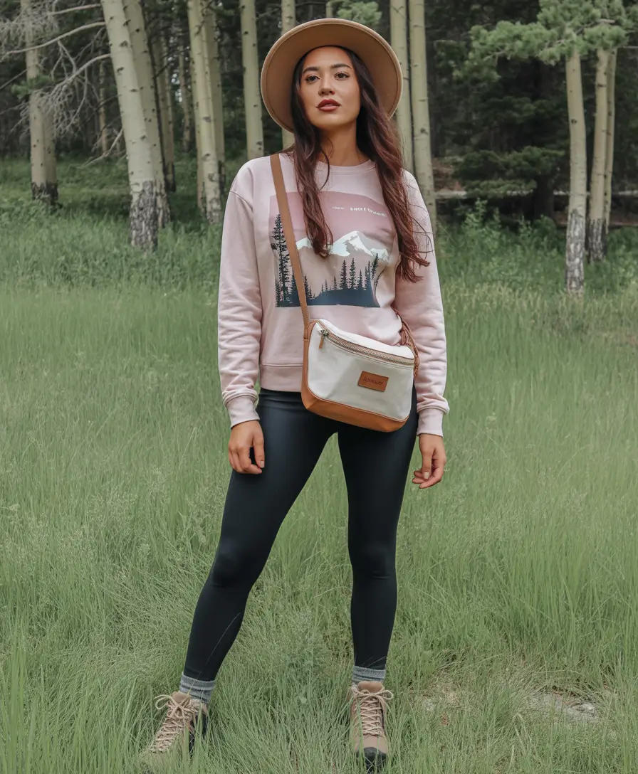 trendy camping spring outfits Soft Graphic Layers That Feel Cozy but Not Heavy