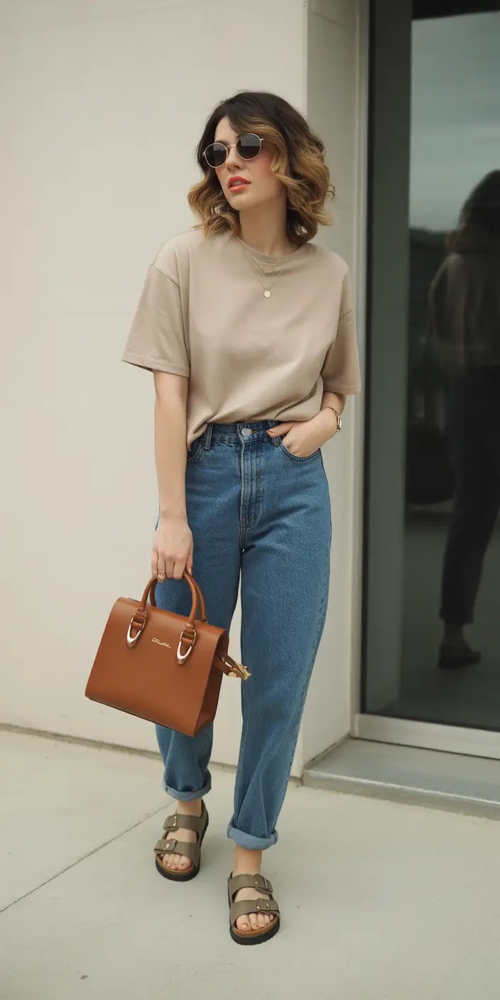 trendy spring outfit with a t-shirt for casual wear 2026 Effortless Neutral Tones With Denim That Always Work
