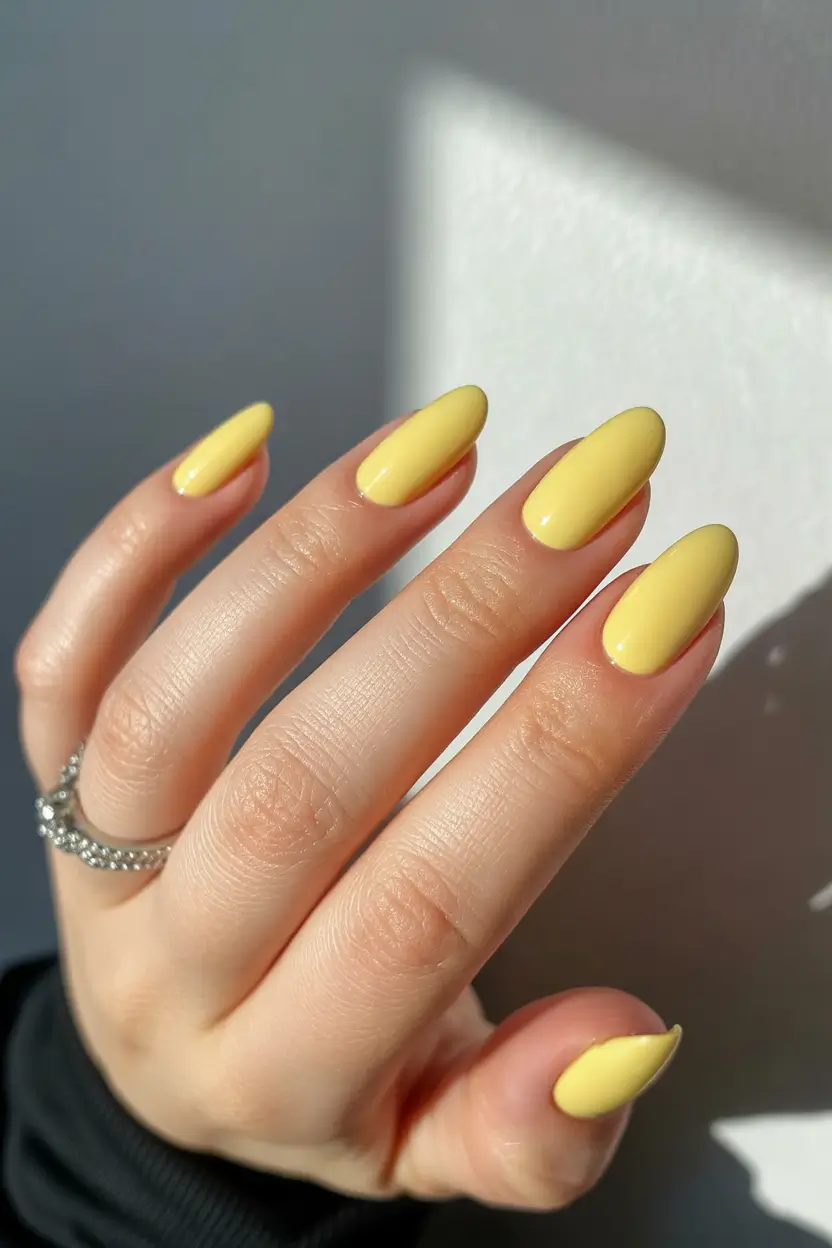yellow nail designs 2026 yellow nails almond soft pastel