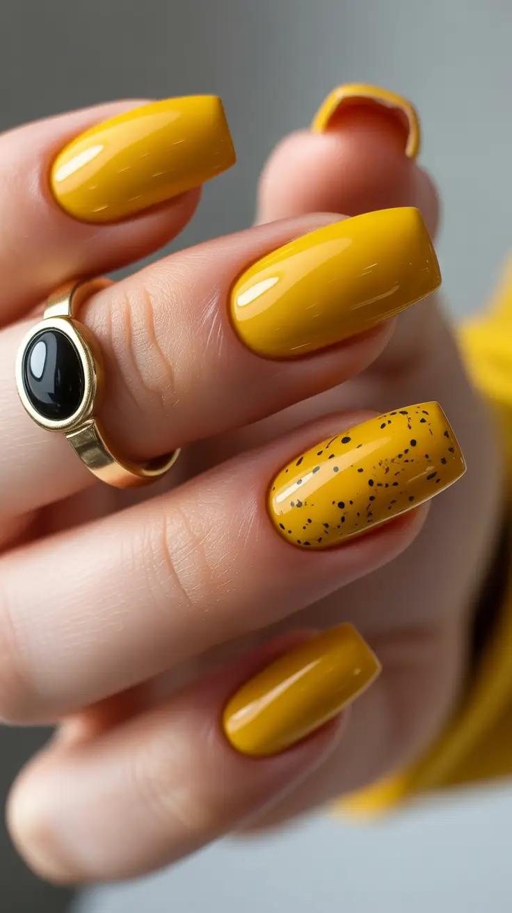 yellow nail designs 2026 yellow nails mustard simple