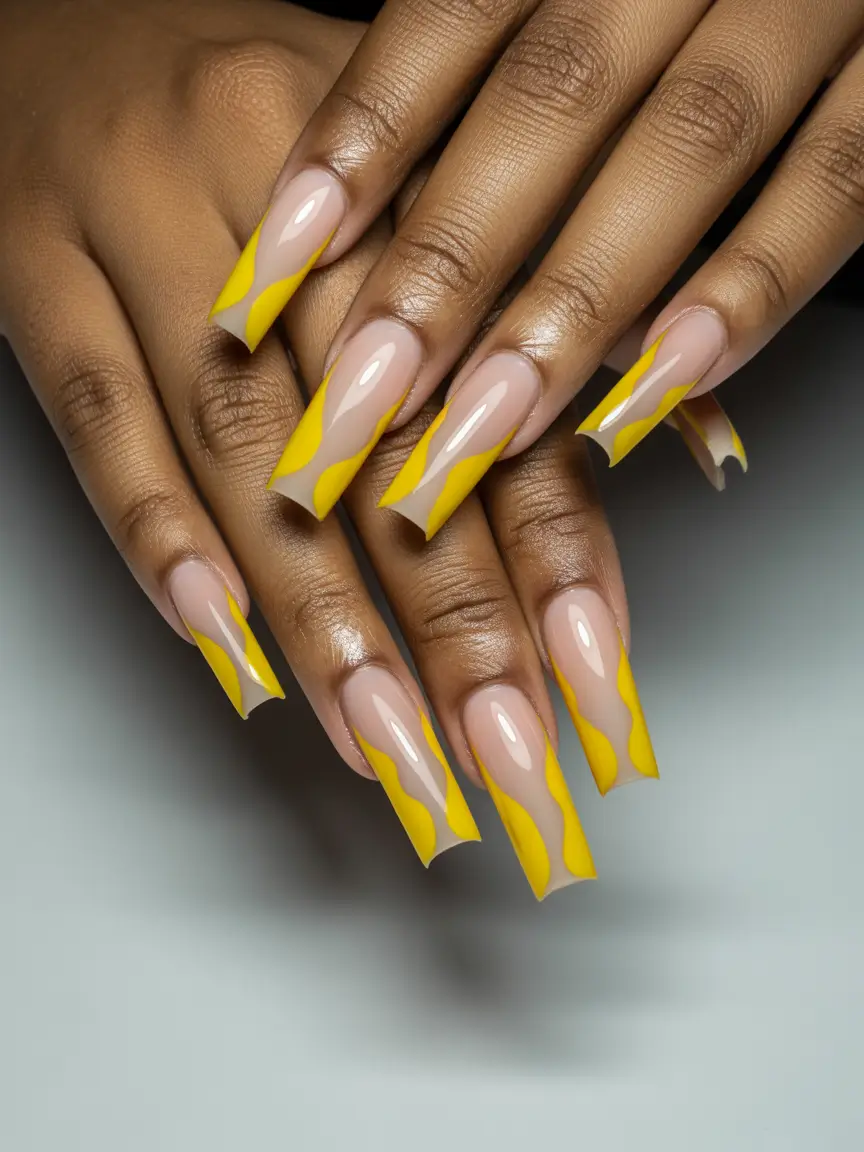 yellow nail designs 2026 yellow nails square graphic design