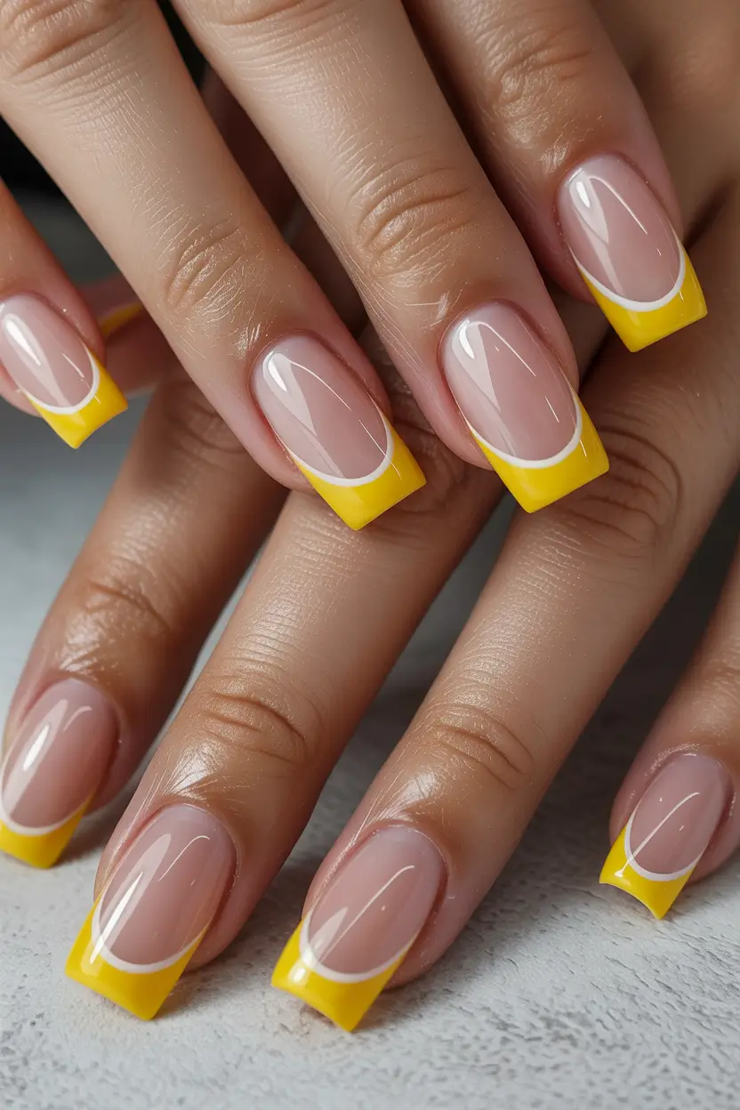 yellow nail designs 2026 yellow nails french tip simple