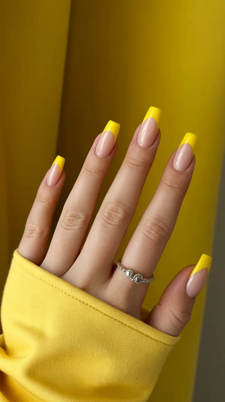 yellow nail designs 2026 yellow nails french tip light