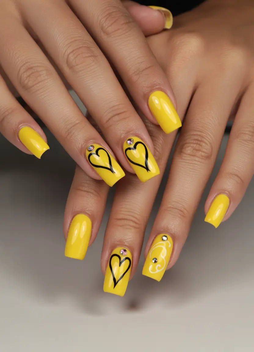 yellow nail designs 2026 yellow nails acrylic cute design