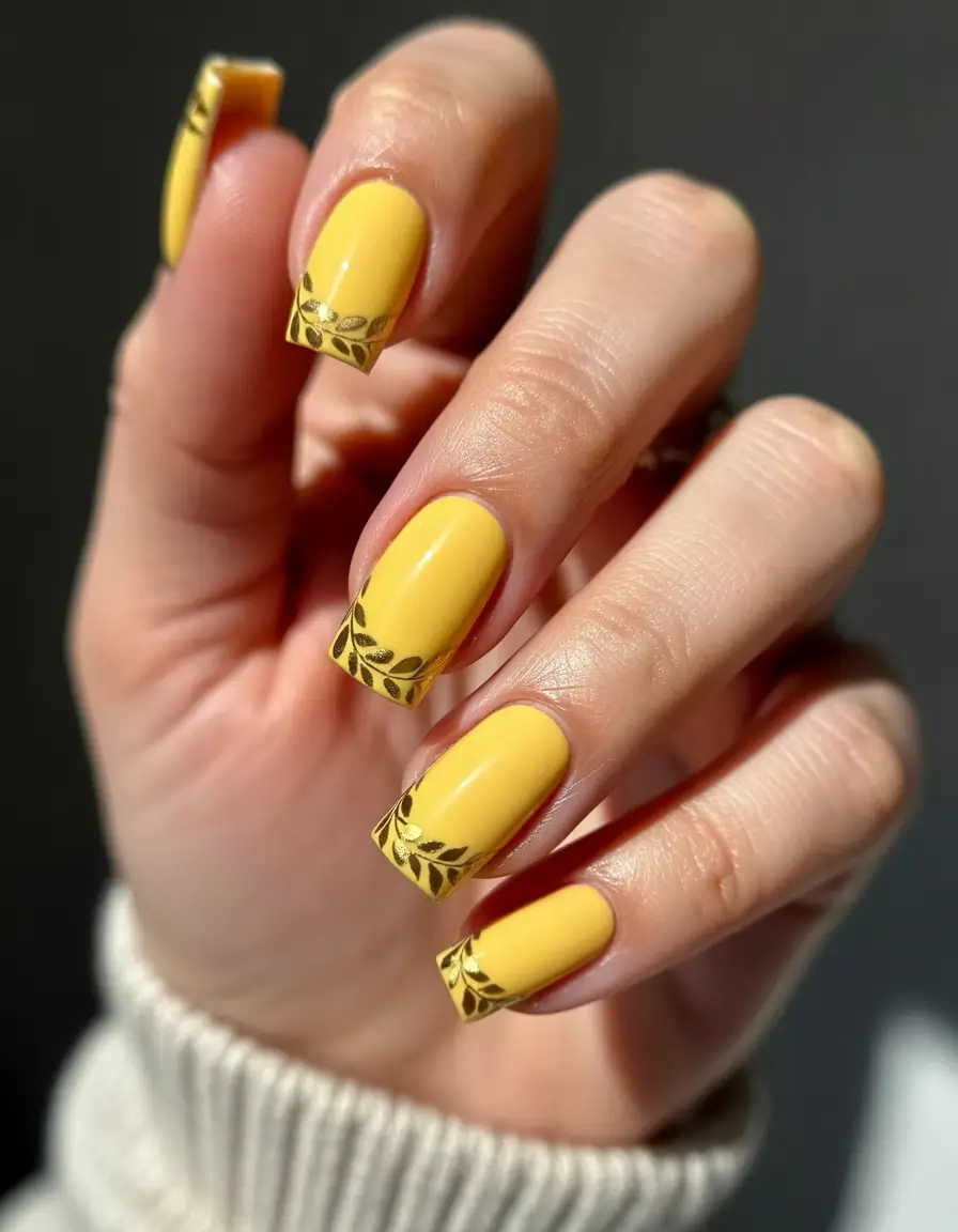 yellow nail designs 2026 yellow nails square simple art