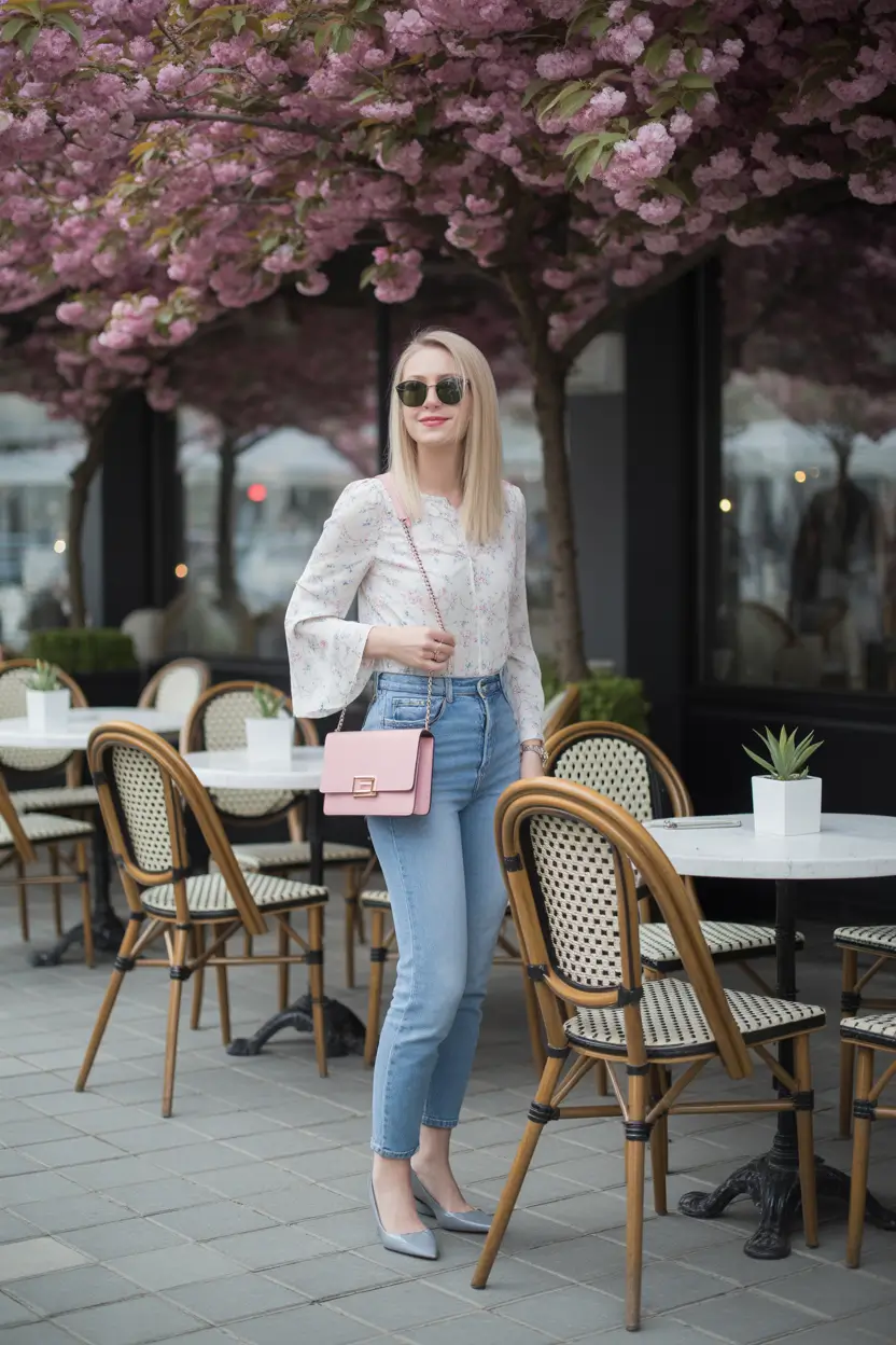 best classy spring outfits 2026 soft florals meet denim ease