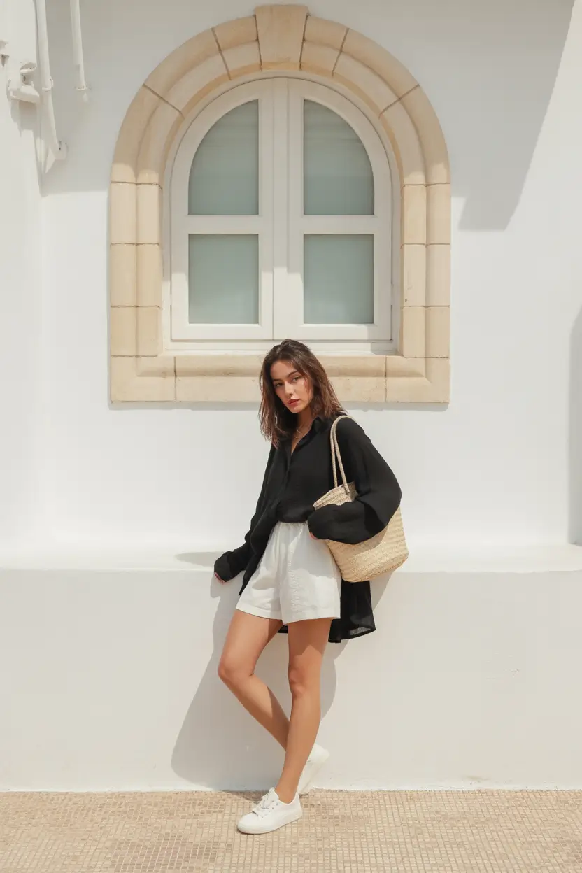 spring break outfit Relaxed Contrast With Sporty Undertones