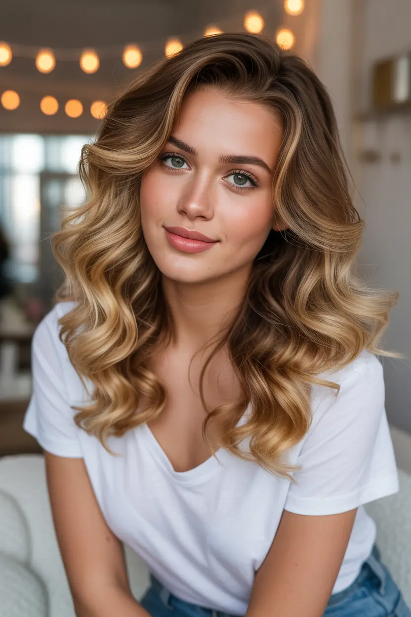 casual spring hairstyles 2026 Soft Voluminous Waves with Lived In Texture