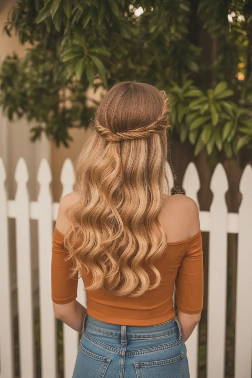 casual spring hairstyles 2026 Half Up Twist with Natural Waves
