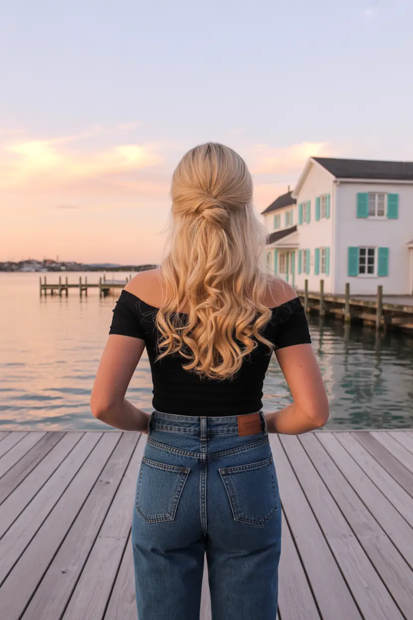 casual spring hairstyles 2026 Low Half Pony with Soft Curls