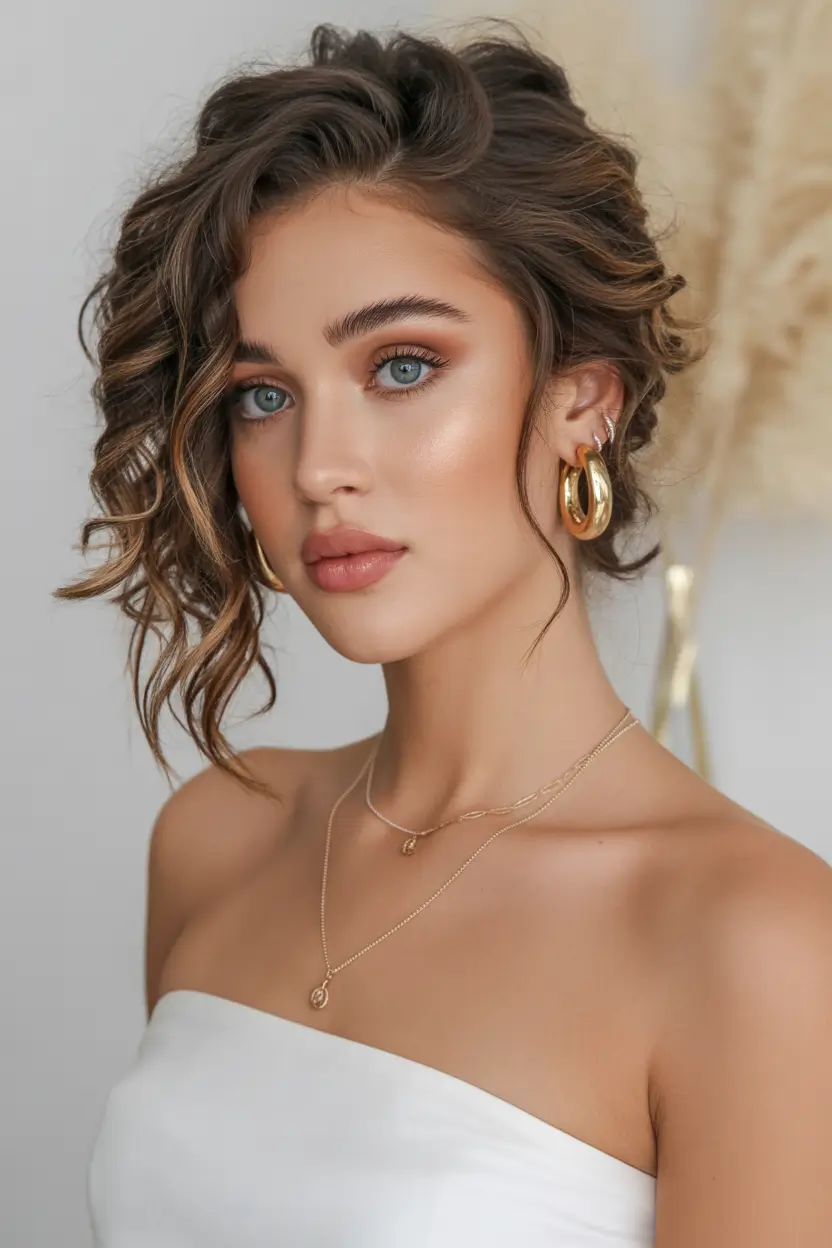 casual spring hairstyles 2026 Soft Curly Updo with Loose Face Framing