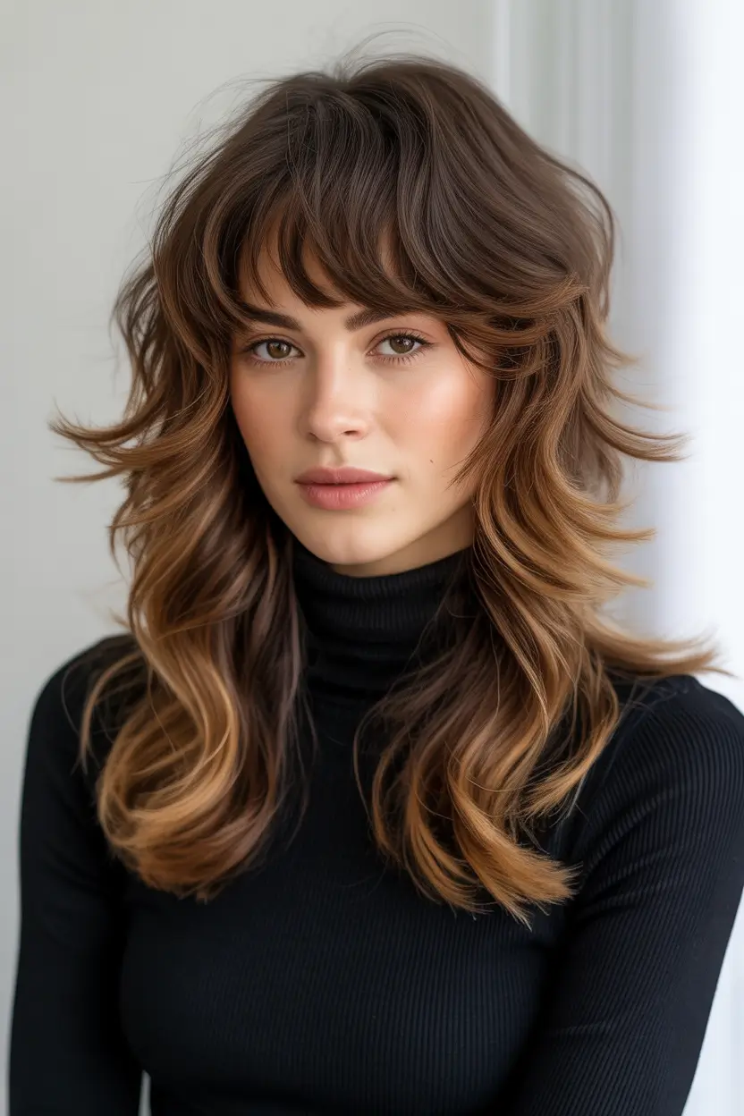 spring bob haircut with bangs Layered Bob With Curtain Bangs And Movement