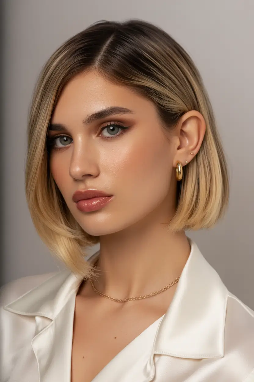 spring Haircuts for Women Over 50 Sleek Straight Bob With Clean Part
