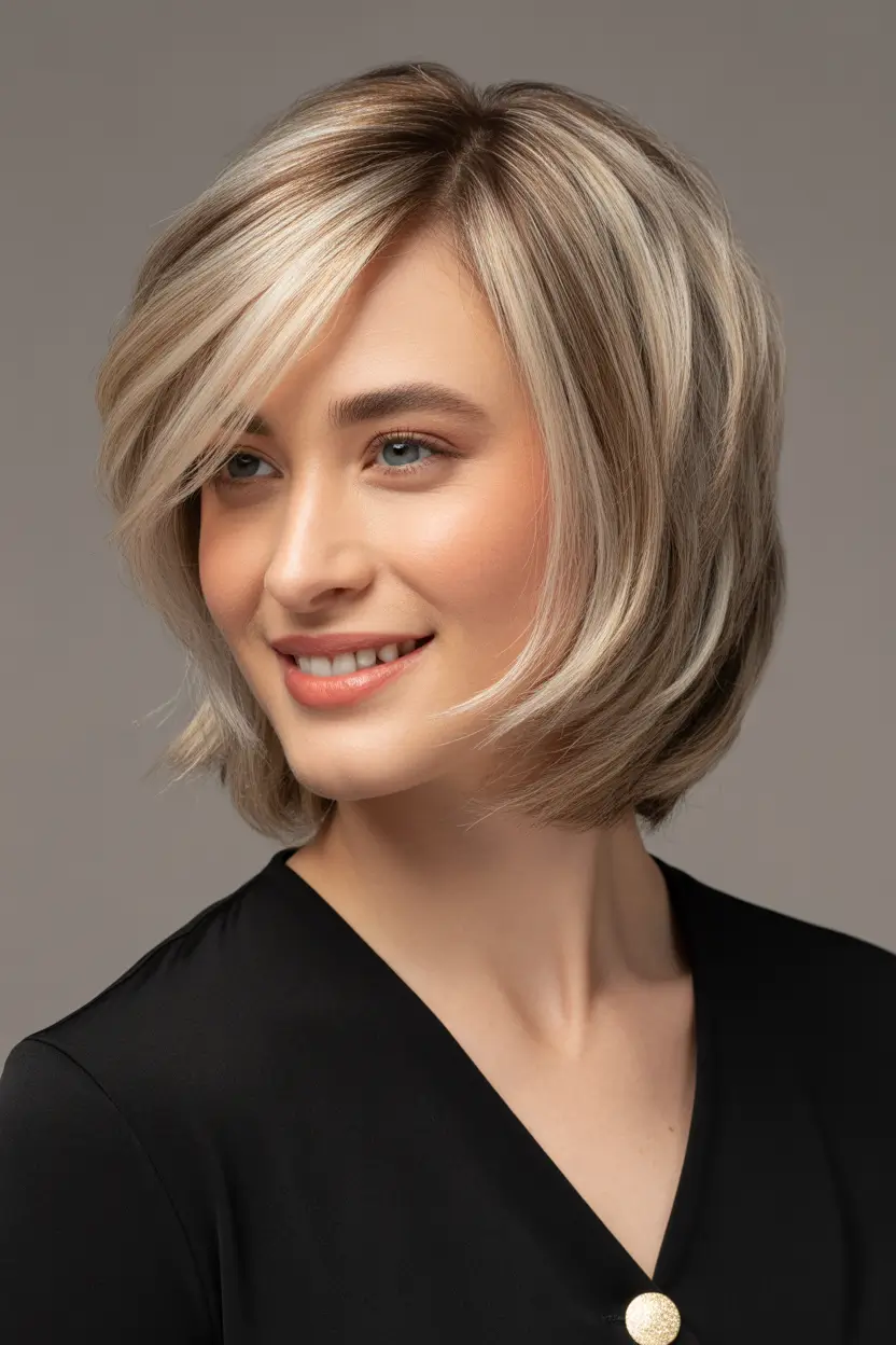spring Haircuts for Women Over 50 Classic Angled Bob With Soft Blonde Dimension