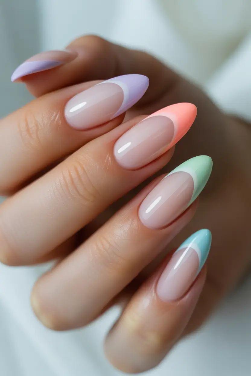 cute spring nails 2026 pastel french almond