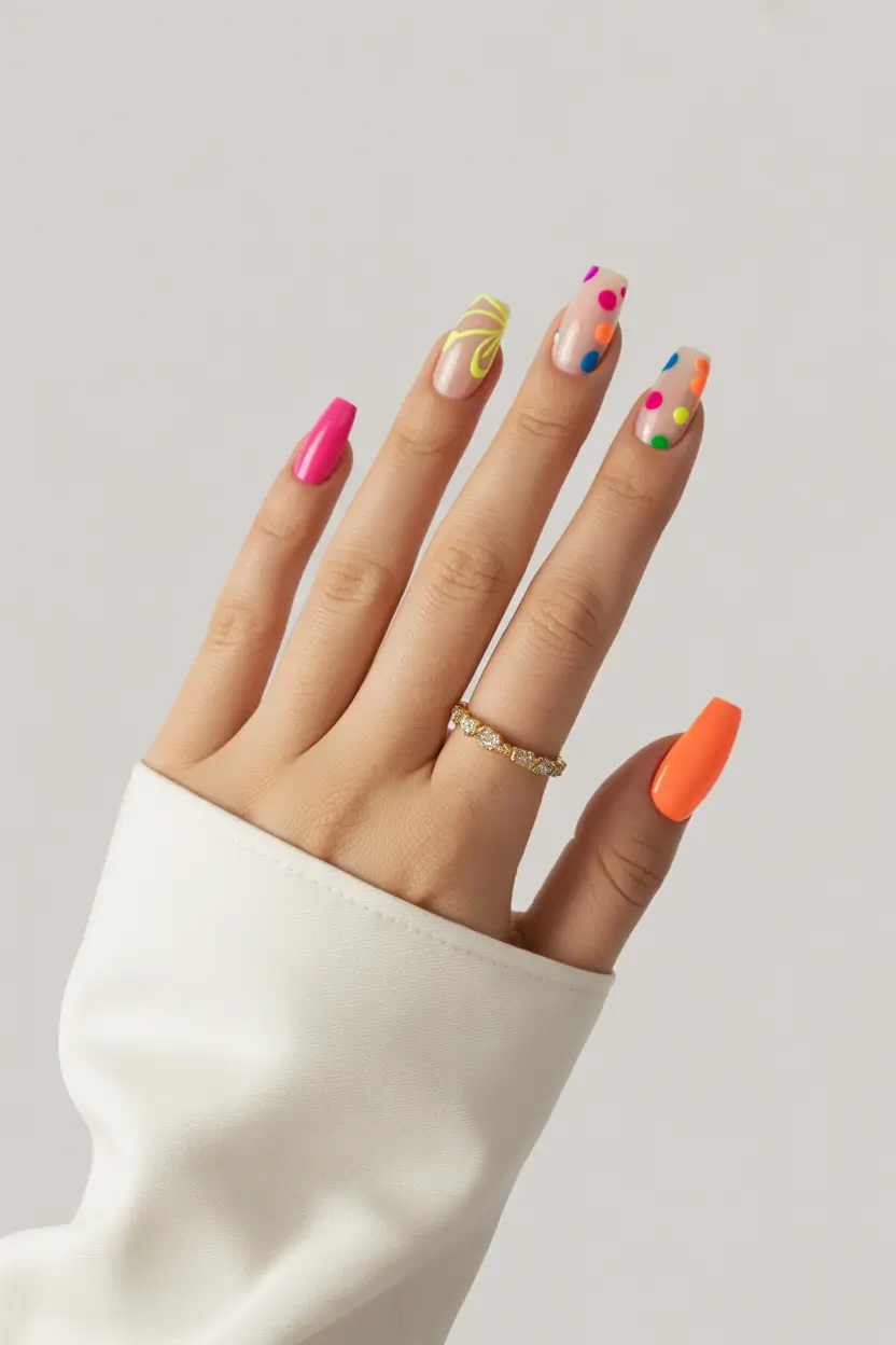 cute spring nails 2026 bright confetti art