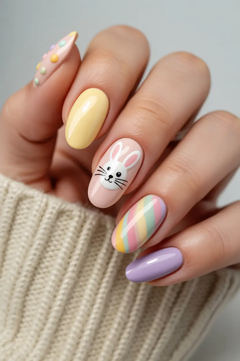 cute spring long nails 2026 playful pastel art