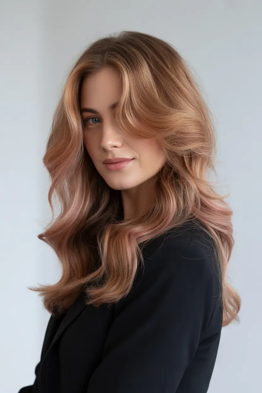 dreamy spring hair color trends 2026 Muted Rose Brunette With Subtle Warmth